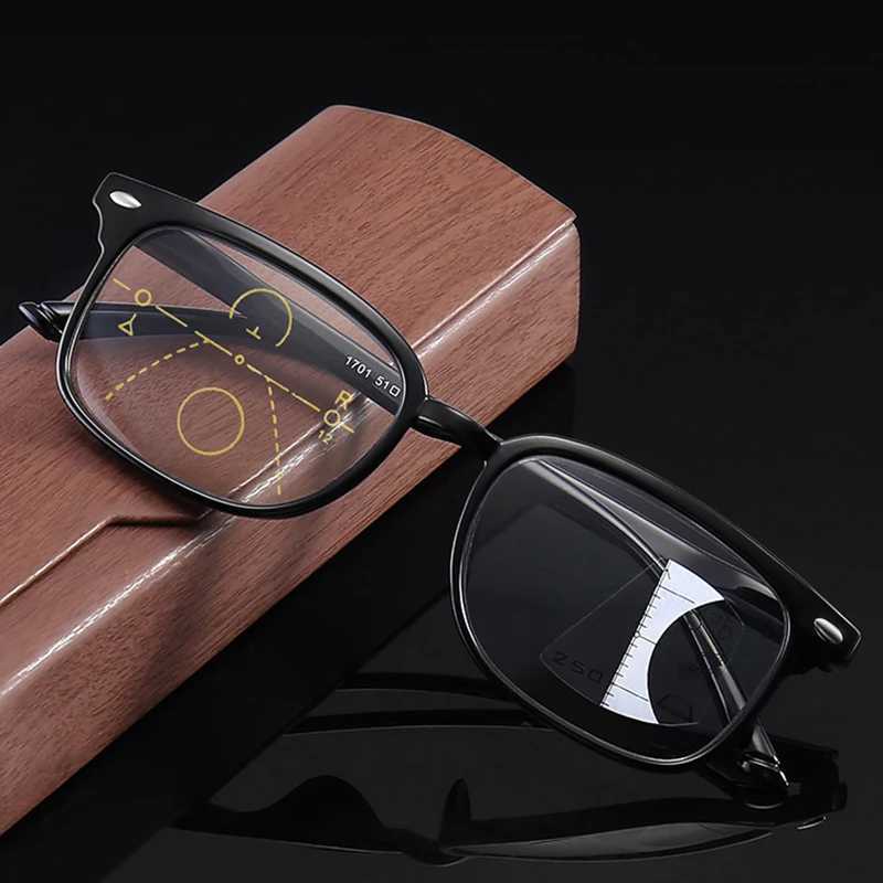 Retro Fashion Progressive Multifocal Reading Glasses Men Women Anti Blue Light Magnifying Presbyopic Glasses Big Full Frame +1.5XJ240907