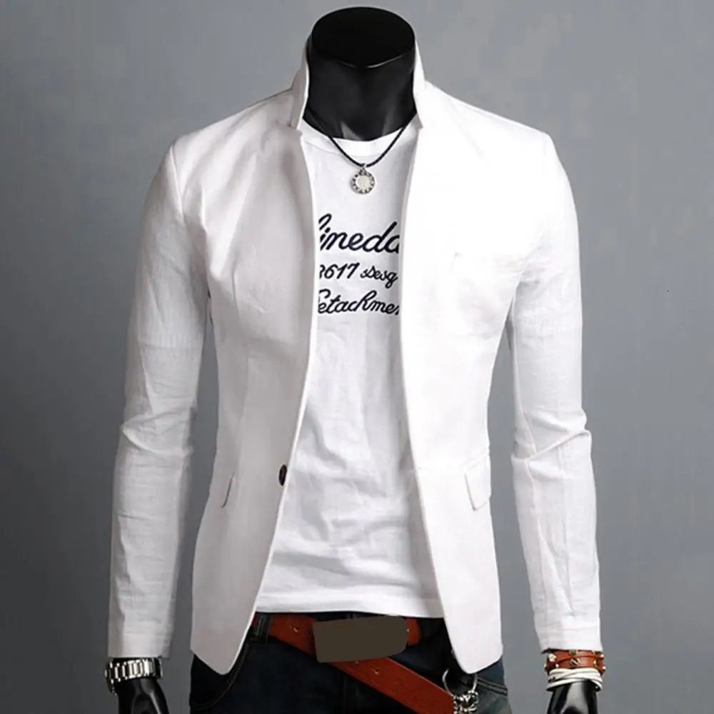 Business Blazer Autumn Pockets Men Coat Blazer Solid Color Lapel Collar Button Decor Business Blazer 240930