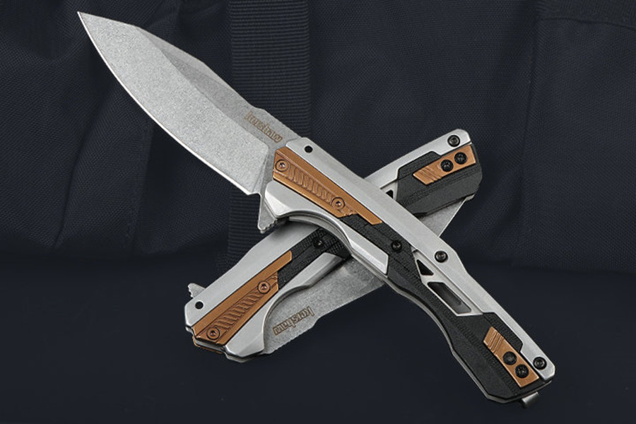 Top Quality KS2095 Assisted Flipper Knife 8Cr13Mov Stone Wash Tanto Point Blade Stainless Steel Handle Outdoor Camping Hiking EDC Pocket Knives with Retail Box