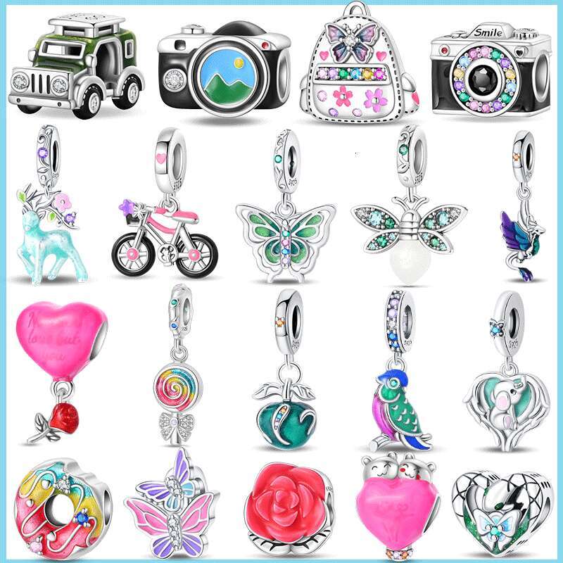 925 Sterling Silver Luminous Apple Lantern Elf Deer Pendant Balloon Rainbow Donut Charms Beads Fit Bracelets DIY Jewelry For Women Luxury Designer jew