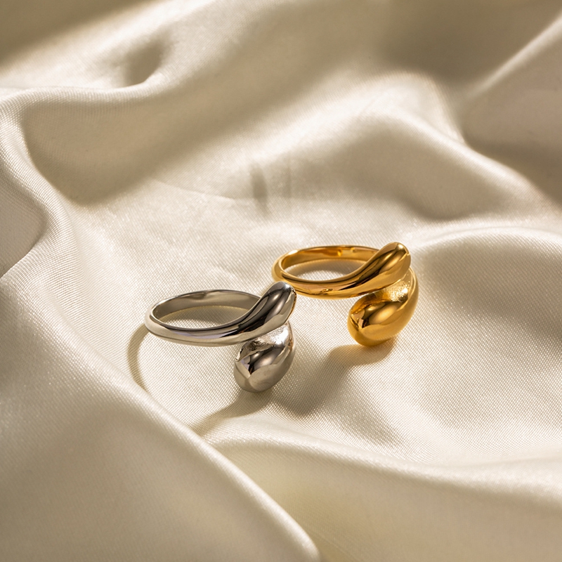 Vacuum Electroplated 18k Gold Stainless Steel Geometric Adjustable Finger Rings for Women's Personalized Band Ring Chunky Jewelry Wholesale