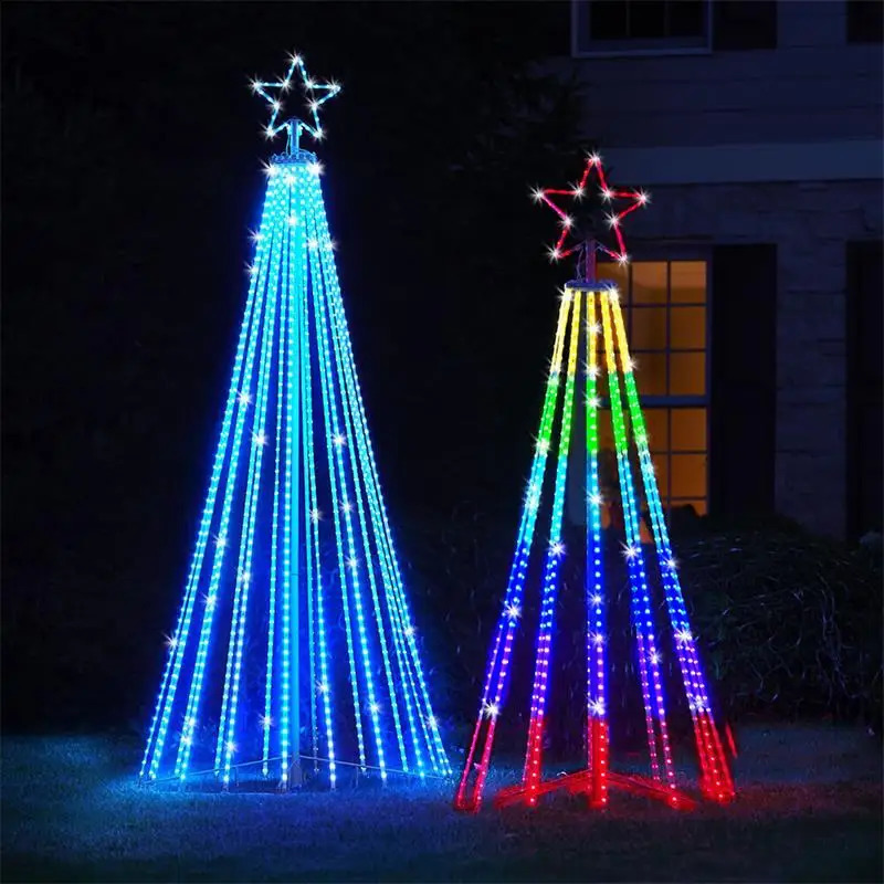 LED Christmas tree light exhibition string lights waterfall star outdoor colorful garden courtyard wedding party EU plug 240929