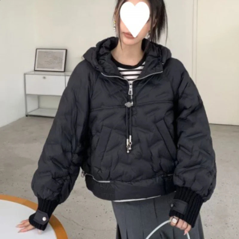 Short winter jacket womens bedding jacket hooded apron Parka loose warm jacket casual windproof jacket 240926