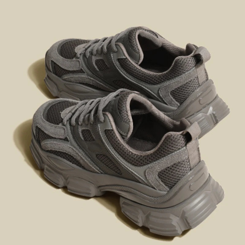 Casual fully matched sports shoes womens thick soled high with added chunky training shoes lace breathable mesh tennis shoes 240930