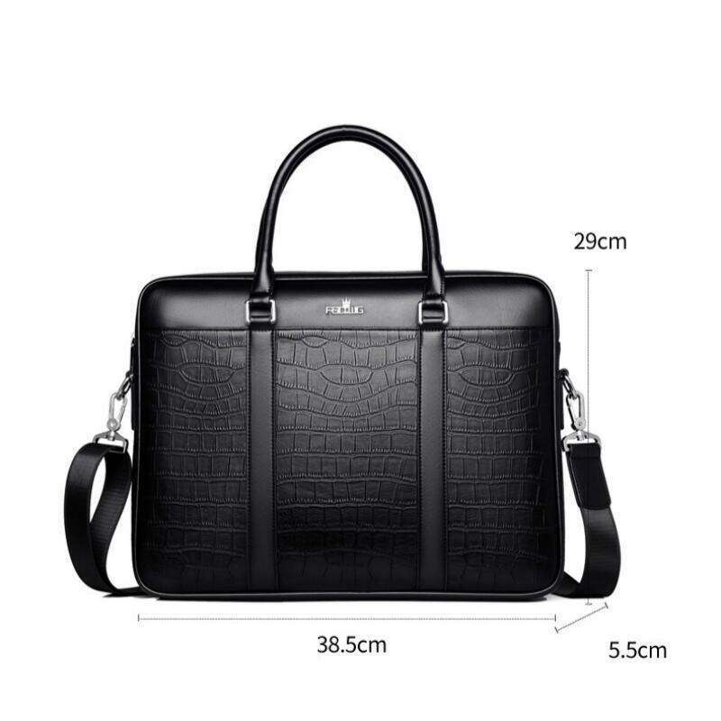 Oyier Men's Bag Fashion Business Briefcase Men Crocodile Pattern Leather Handbag For 14Inch Laptop Casual Shoulder Bags