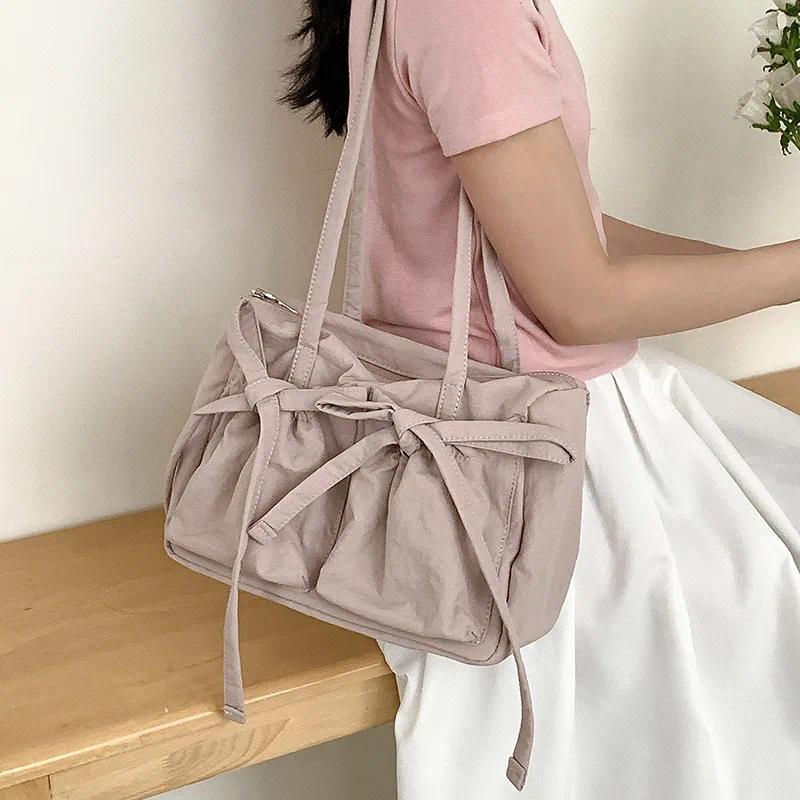 Shoulder Bags Miyagawa Bow Zipper Causal Large Capacity Women's Simple Solid Color Nylon Commuter fa53 4
