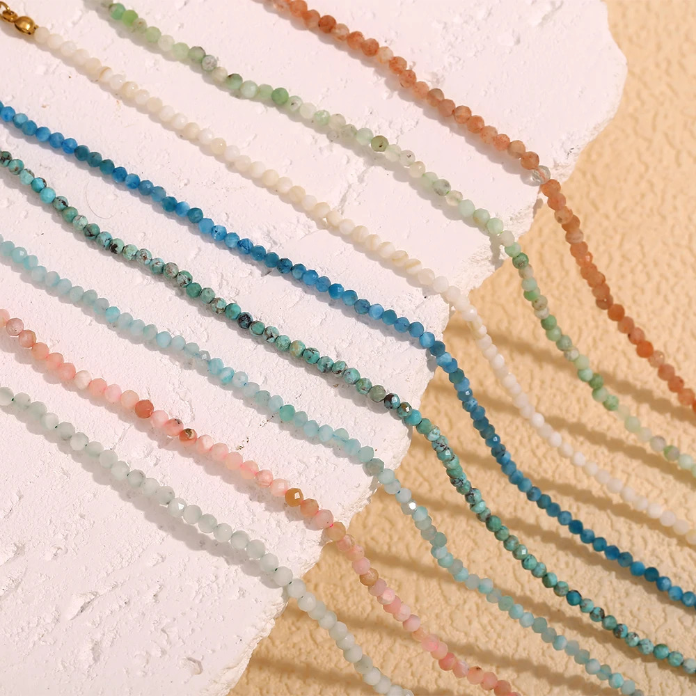 MamacitaSlay Elegant m Natural Stone Beads ite Apatite Turquoise Bracelets summer waterproof jewellery women Accessories 240919
