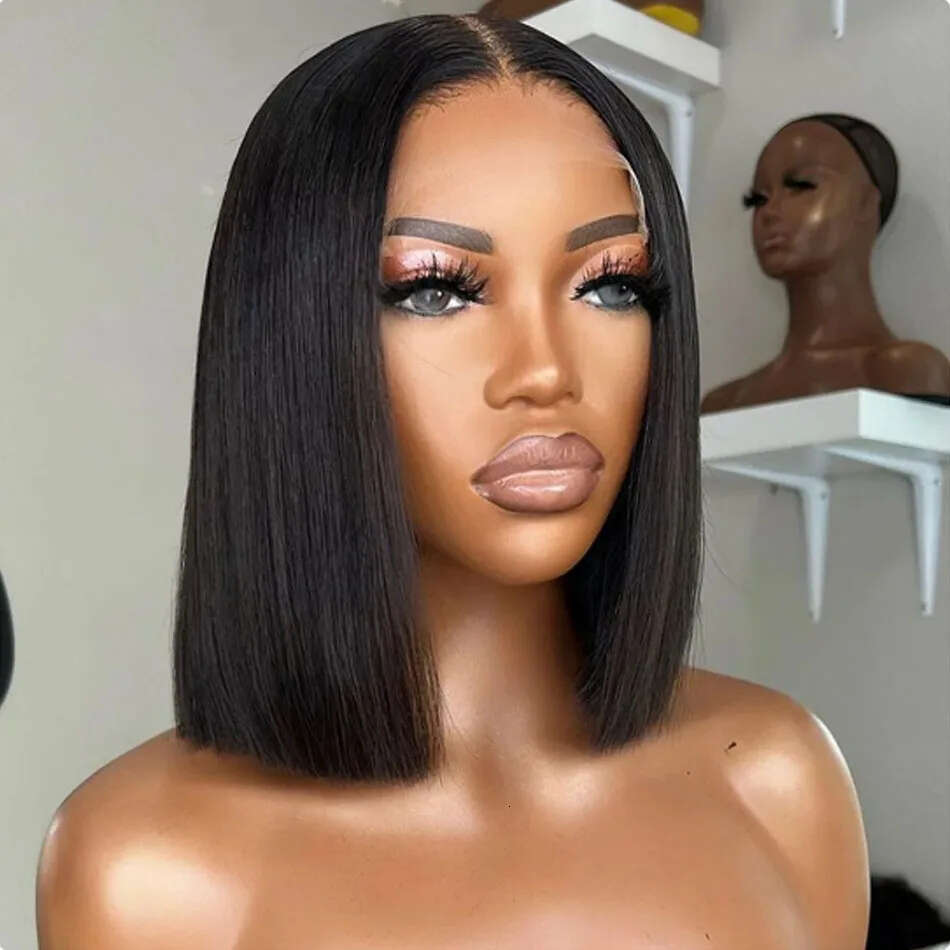 Glueless Bone Straight 12A Human Hair Bob Lace Closure Wig Transparent 13X4 Frontal Wigs For Women Preplucked Ready To Wear