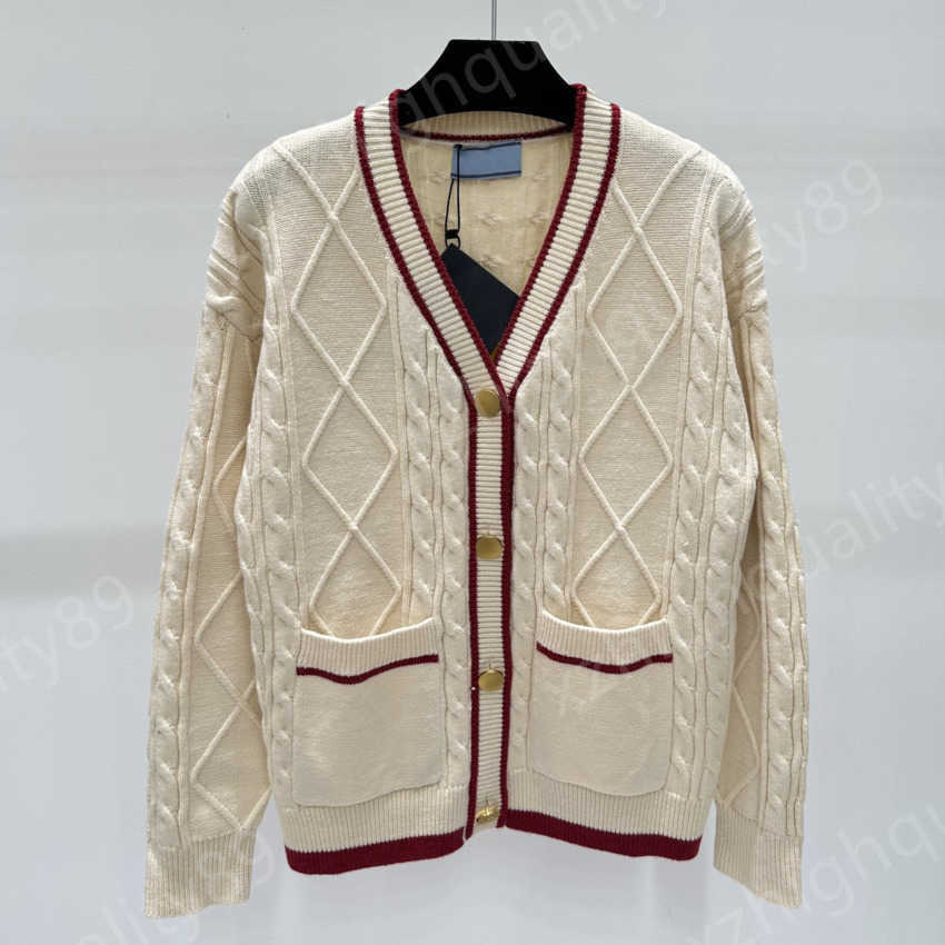 designer cardigan womans sweater Luxury V neck Long Sleeve Ribbed knit sweaters with pockets Fashion elegant Button up shirts fall winter women knitwear tops