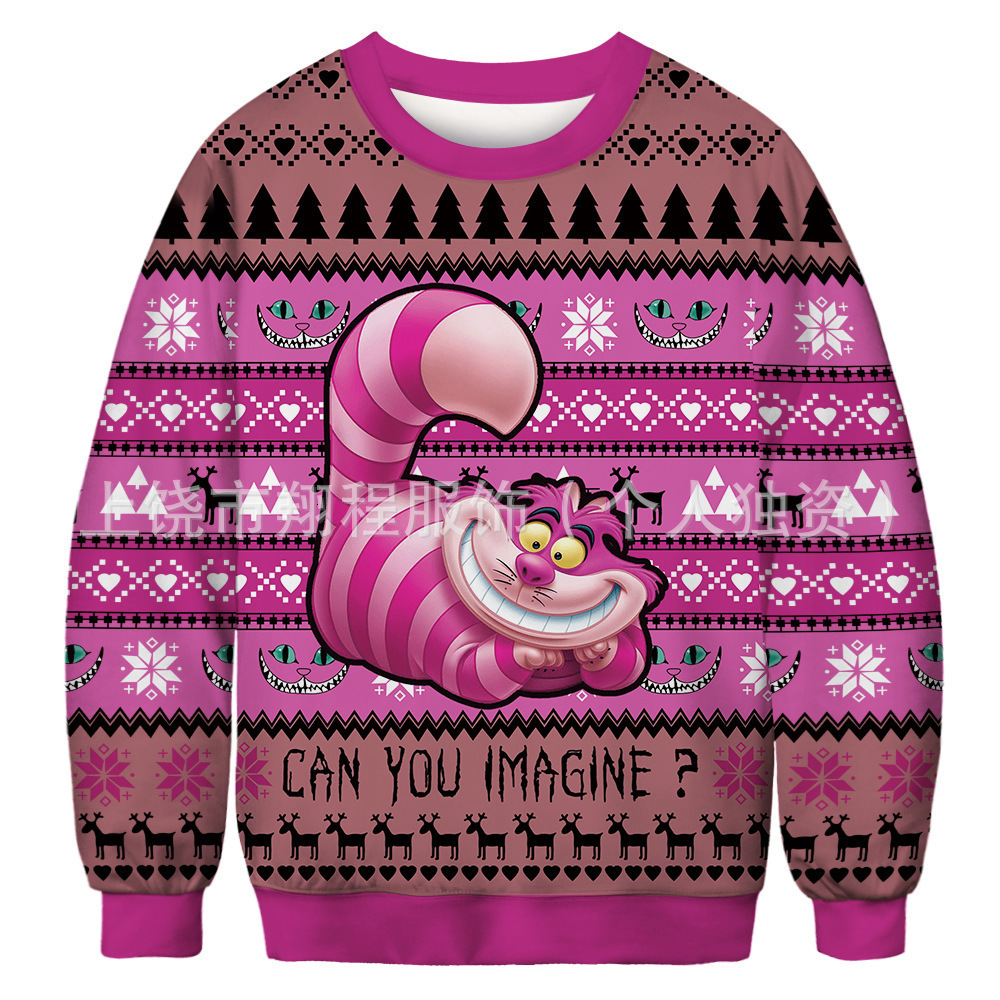 Grinch Green Fur Strange Round Neck Sweater Men 3D Digital Printing Casual Long Sleeve Underlay for Women