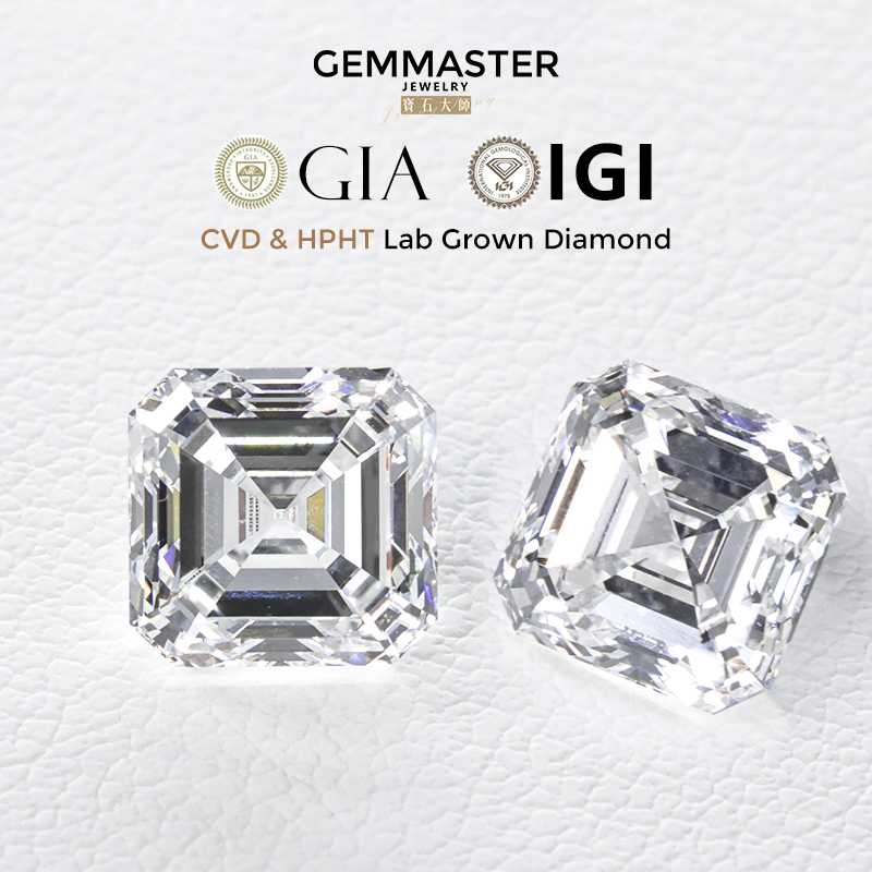 Asscher lab grown diamonds GIA IGI certificate 1ct 2ct 3ct 5ct real loose diamond wholesale VVS HPHT CVD lab diamond