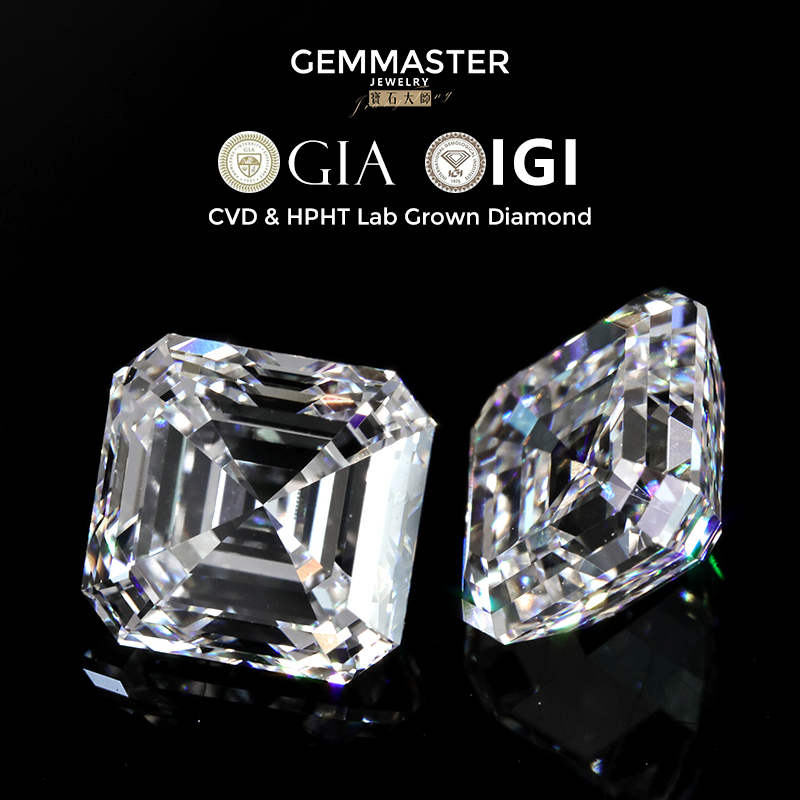 Asscher lab grown diamonds GIA IGI certificate 1ct 2ct 3ct 5ct real loose diamond wholesale VVS HPHT CVD lab diamond