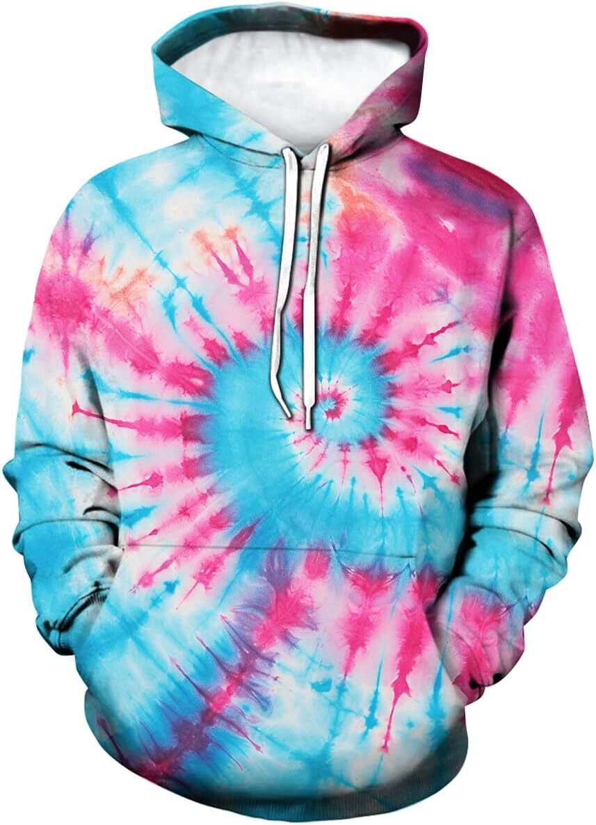 Hoodie for Mens Womens Mens Tie Dye Cool Graphic Hoodie Colorful Tie-Dye Aurora Galaxy Vortex Hoodies Sweatshirts Pullover Graphic Hoodies sweatshirt