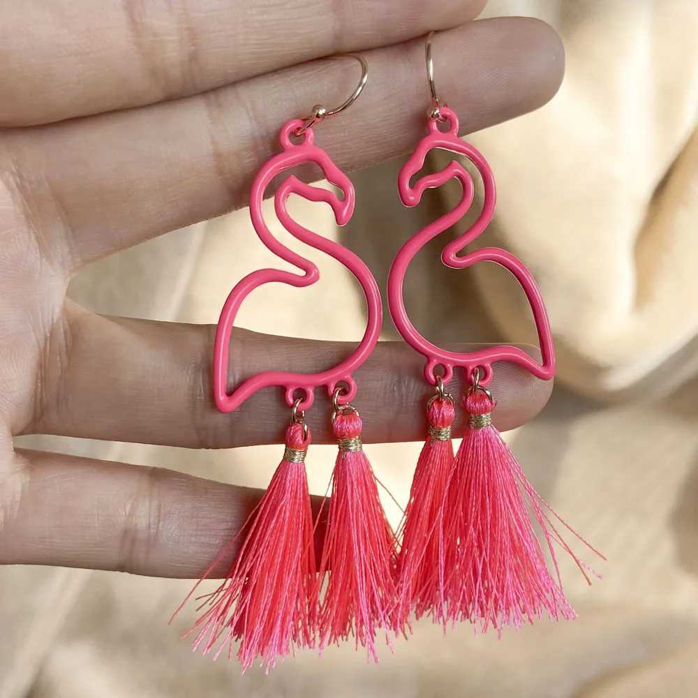 Lost Lady Hot Sale Creative Fashion Hollow Flamingo Long Tassel Ladies Earrings JewelryX240928