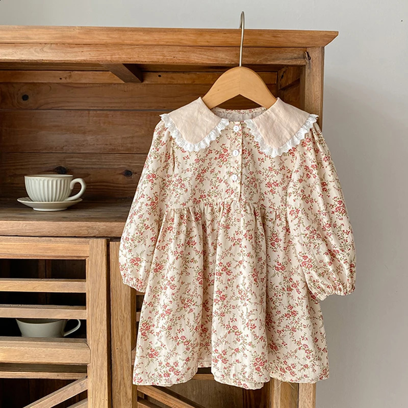 Baby clothes jumpsuit Spring autumn long sleeve baby collar flower children girls dress family matching sisters 240926