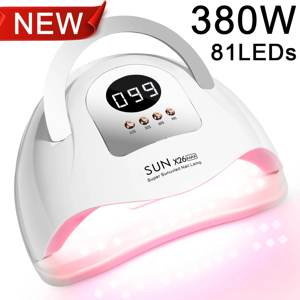 Sun X26 MAX UV LED nail lamp 81LEDS professional gel polishing and drying lamp with timer automatic sensor handle salon tool 240930