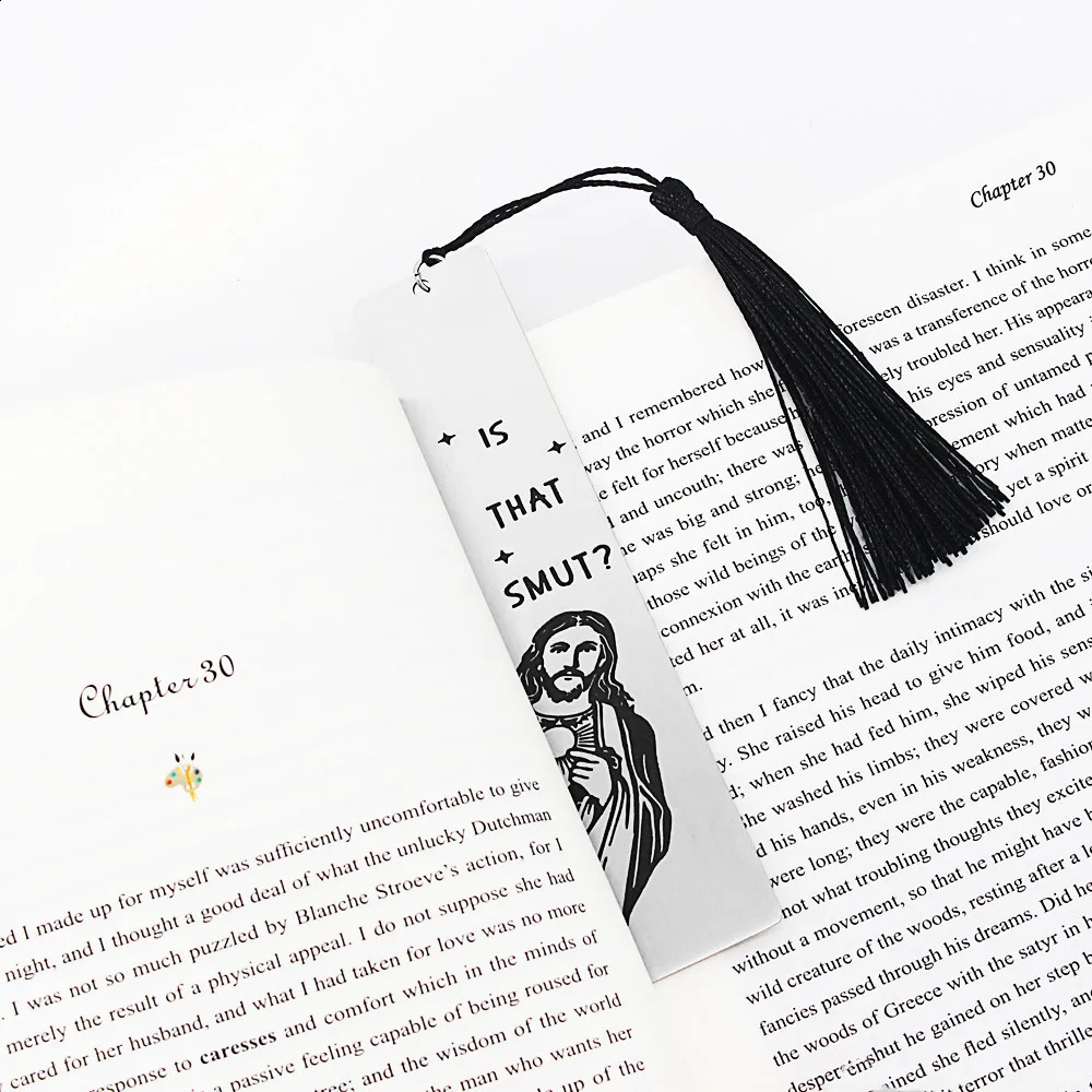 Funny Metal Bookmark With Tassel Book Lover Humor Peeking Jesus Marker Is that Smut? Reader Birthday Gift 240925