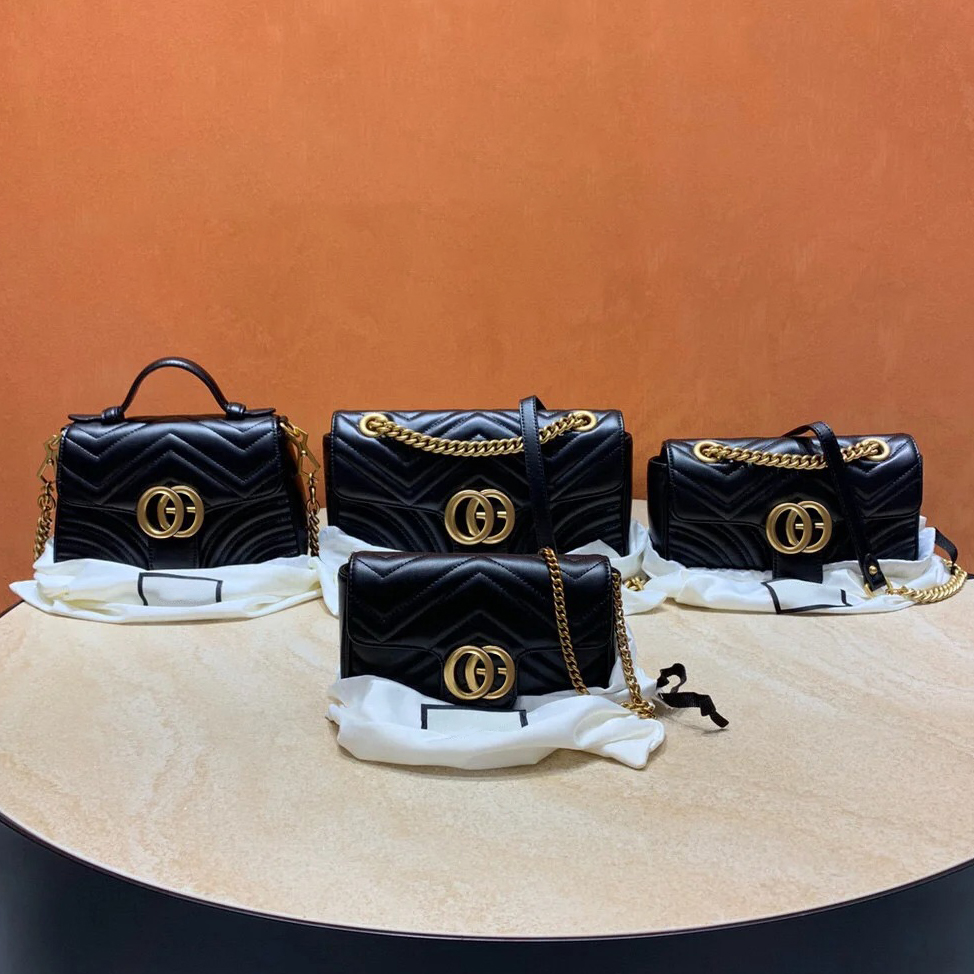 Fashion Designer Marmont Handbag Love Wave Pattern Crossbody Chain Tote Ladies Leather Classic Style Messenger Cell Phone Mini Bag