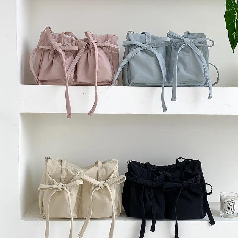 Shoulder Bags Miyagawa Bow Zipper Causal Large Capacity Women's Simple Solid Color Nylon Commuter fa53 4