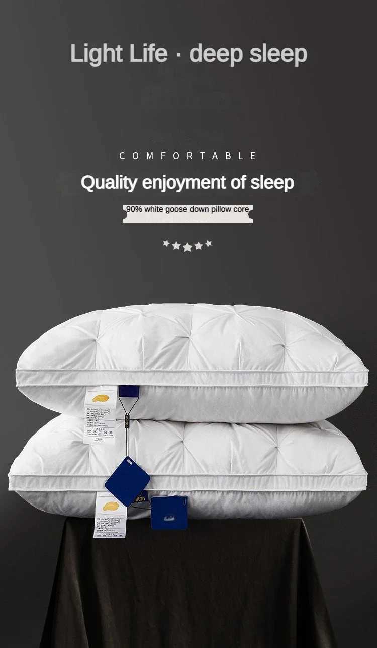 2025 new 95% Goose Down White Cotton Cover Rectangular Bedroom 5-star Hotel Low Medium High Sleep Pillow Y240930