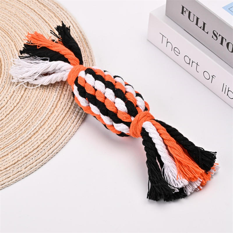 Christmas Candy Style Cotton Dog Bite Toys Chews Bone Ball Knot Durable Braided Pet Supplies Aggressive Chewers Puppy Teething Value Tug