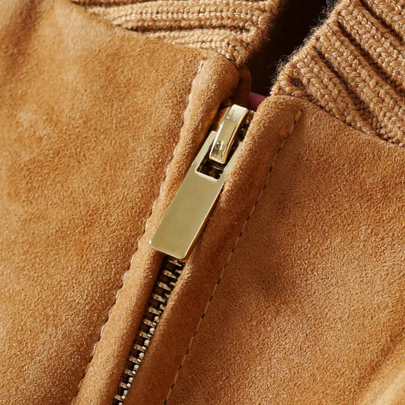 Women's Jackets Womens Real Leather Bomber Jacket Fashion Sheepskin Suede Leather Coat Elastic Waist 240919