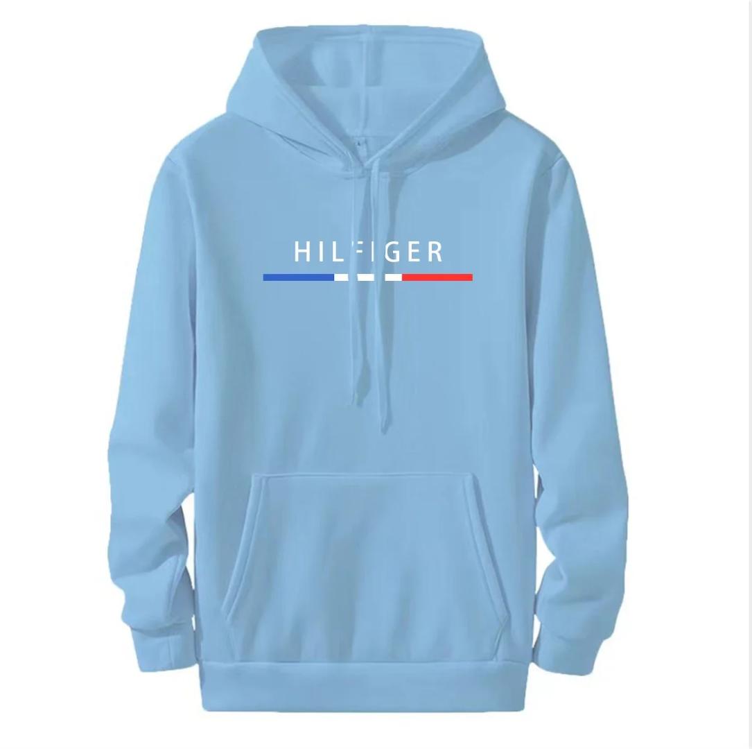 Printed Men's Hoodie Wool Warm Men's Sweatshirt Fashion Street Wear Casual Men's Loose Breathable Pullover Brand