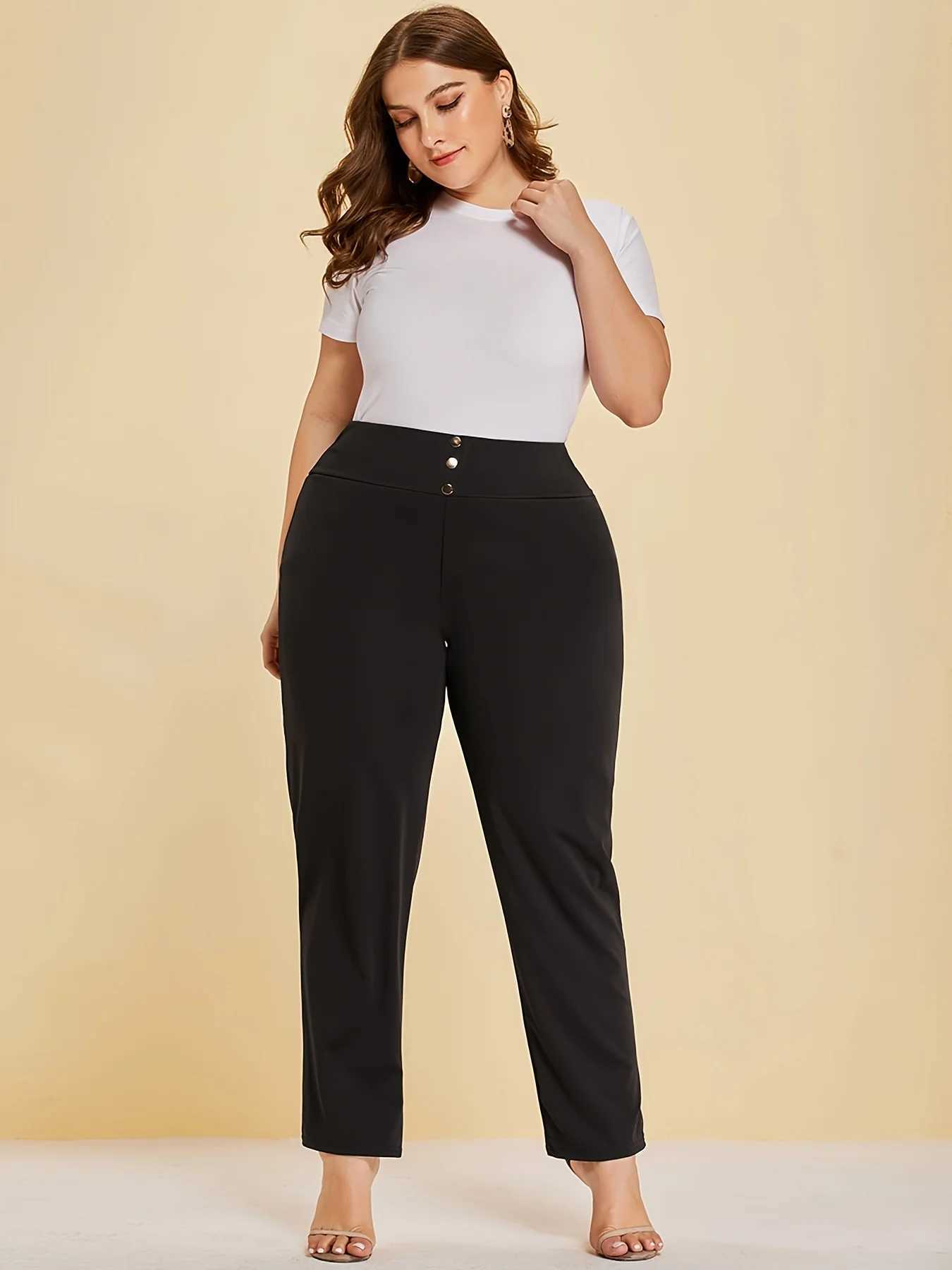 Autumn and winter new womens plus size knitted fabric casual models slit design straight trousers XJ250616