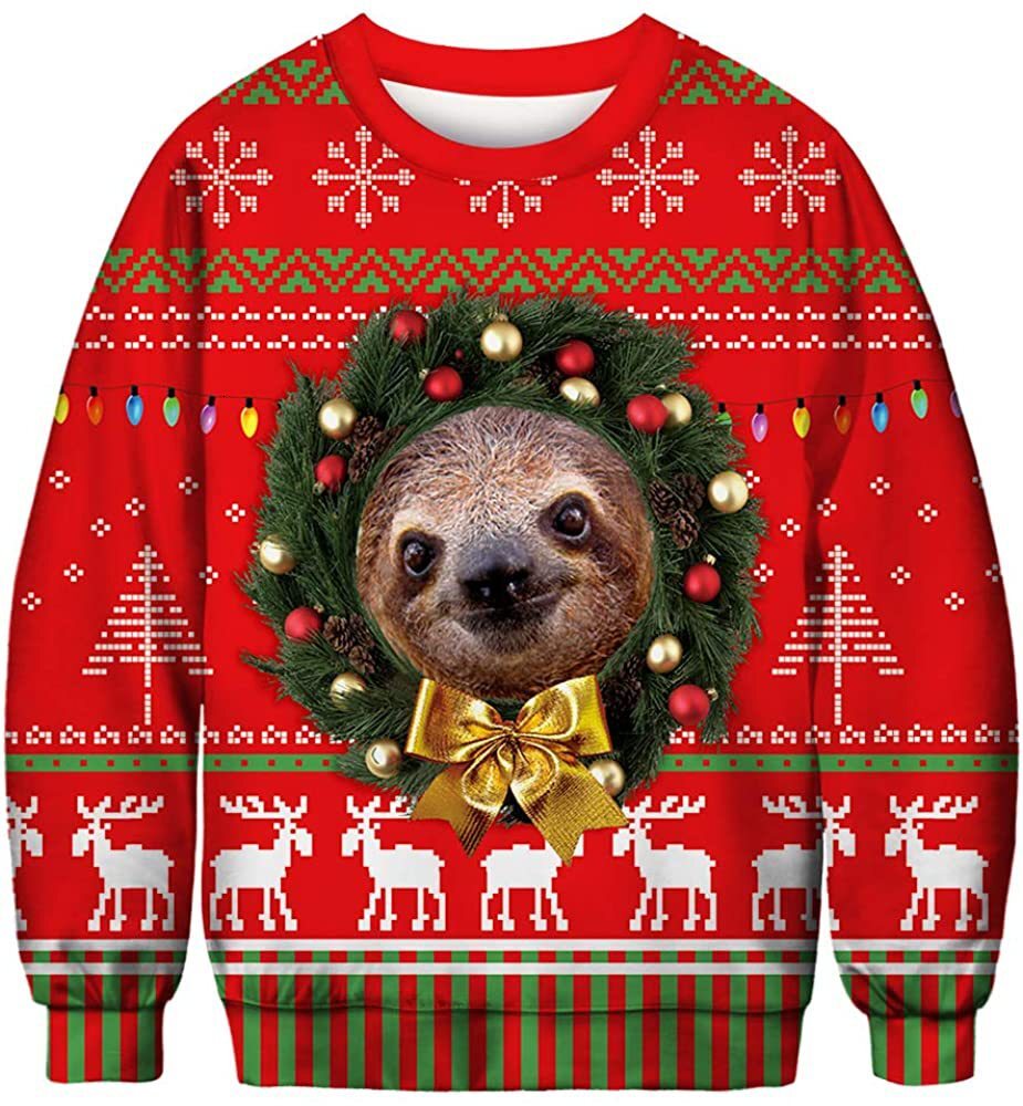 Halloween Animal Cat Meow Star 3D Digital Full Color Printed Men's Long Sleeve Pullover Sweater