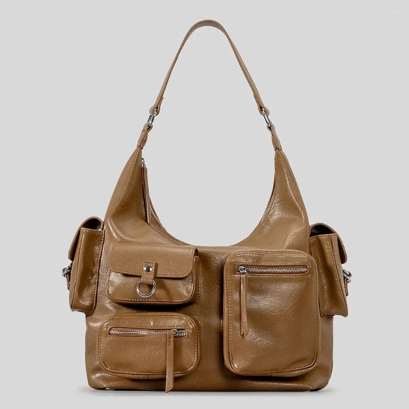 Bag Motorcycle Large Capacity Bolsos Mujer Multi-pockets Underarm Shoulder Bags Square Zipper Sac Femme Cool Style Bolsas b589 4