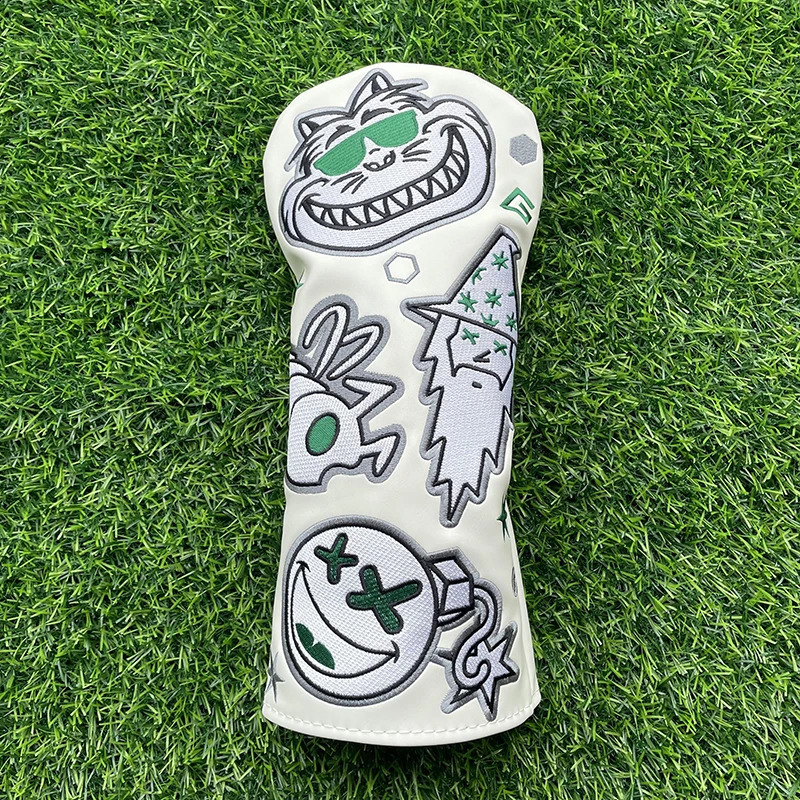 cat wizard Golf Club #1 #3 #5 Wood Headcovers Driver Fairway Woods Cover PU Leather High quality Putter Head Covers 240909