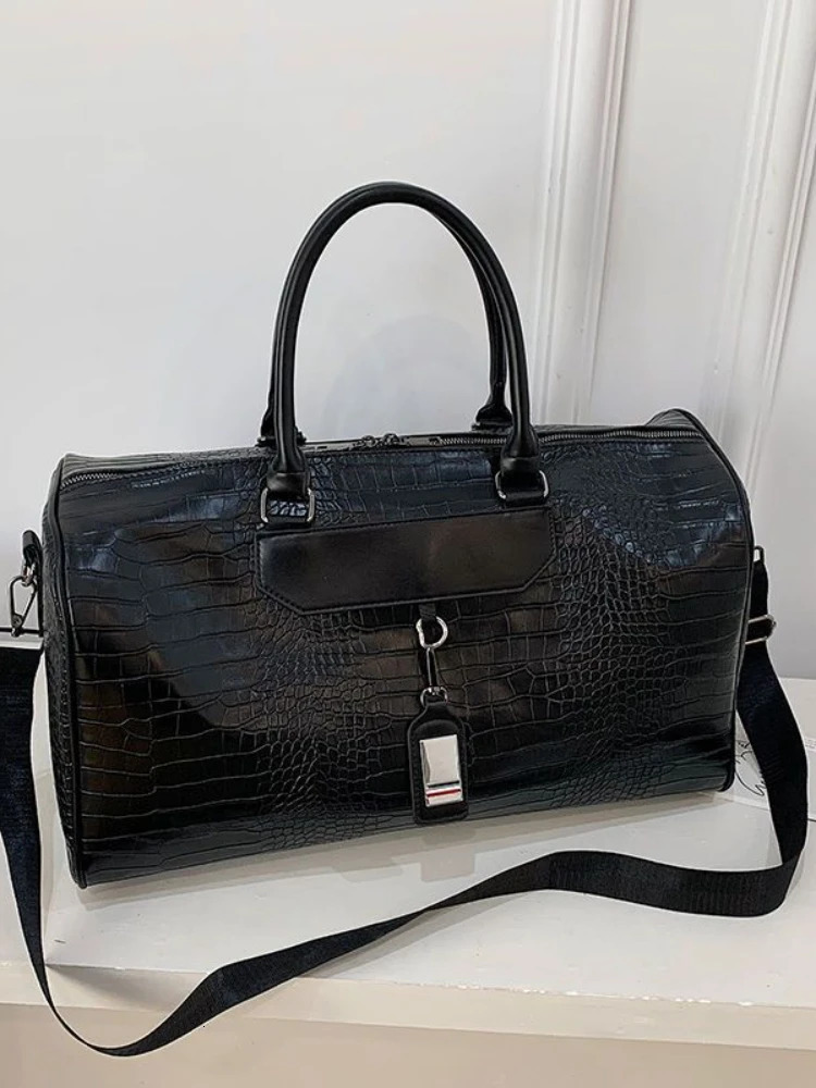 Dry wet separation soft leather luggage bag y handbag fitness yoga weekend shoulder travel bag with shoes bag Q330 240927