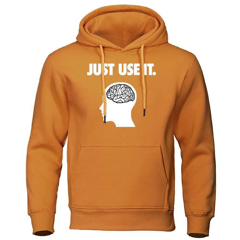 Juse Use It-Your Brain Hoody Male Vintage Crewneck Sweatshirt Autumn Oversize Hooded Simple Comfortable Women Streetwear W240928