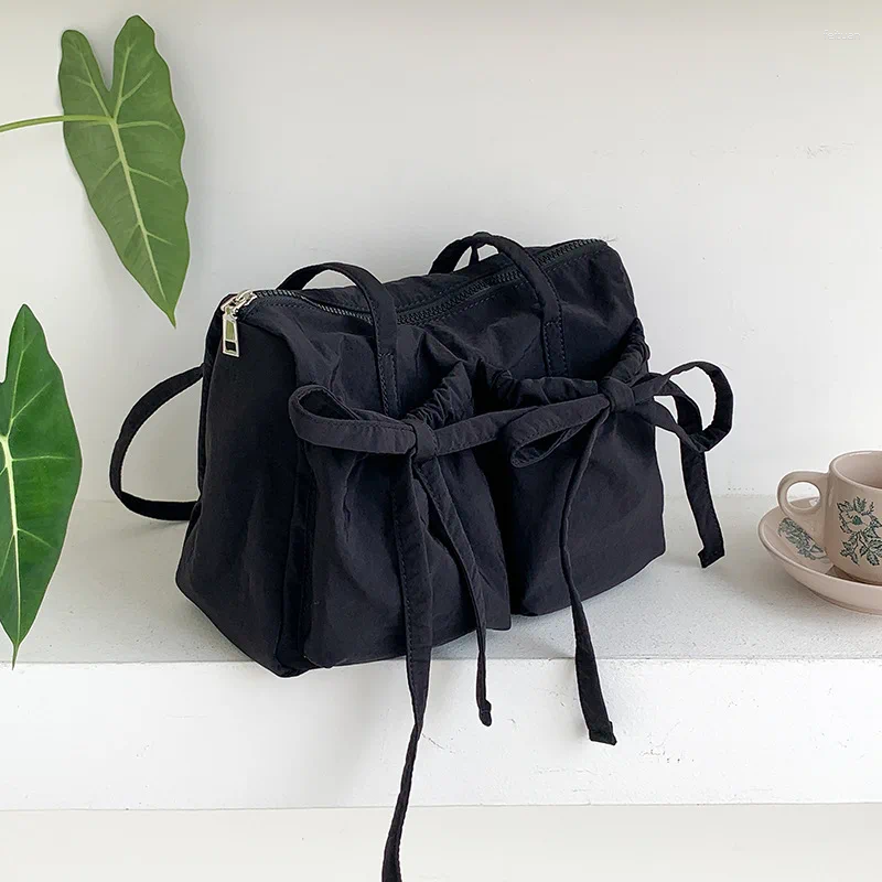 Shoulder Bags Miyagawa Bow Zipper Causal Large Capacity Women's Simple Solid Color Nylon Commuter fa53 4