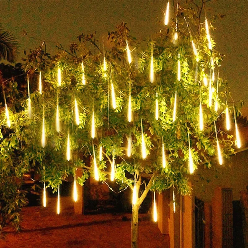 3050cm EUUS plug LED meteor shower light outdoor rain Christmas tree Halloween wedding porch patio decoration 240929
