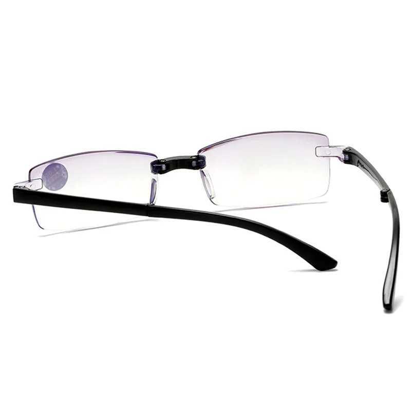 Portable Foldable Reading Glasses Unisex UltraLight Clear Anti Blue Light Presbyopic Glasses Rimless Square with caseXJ240907