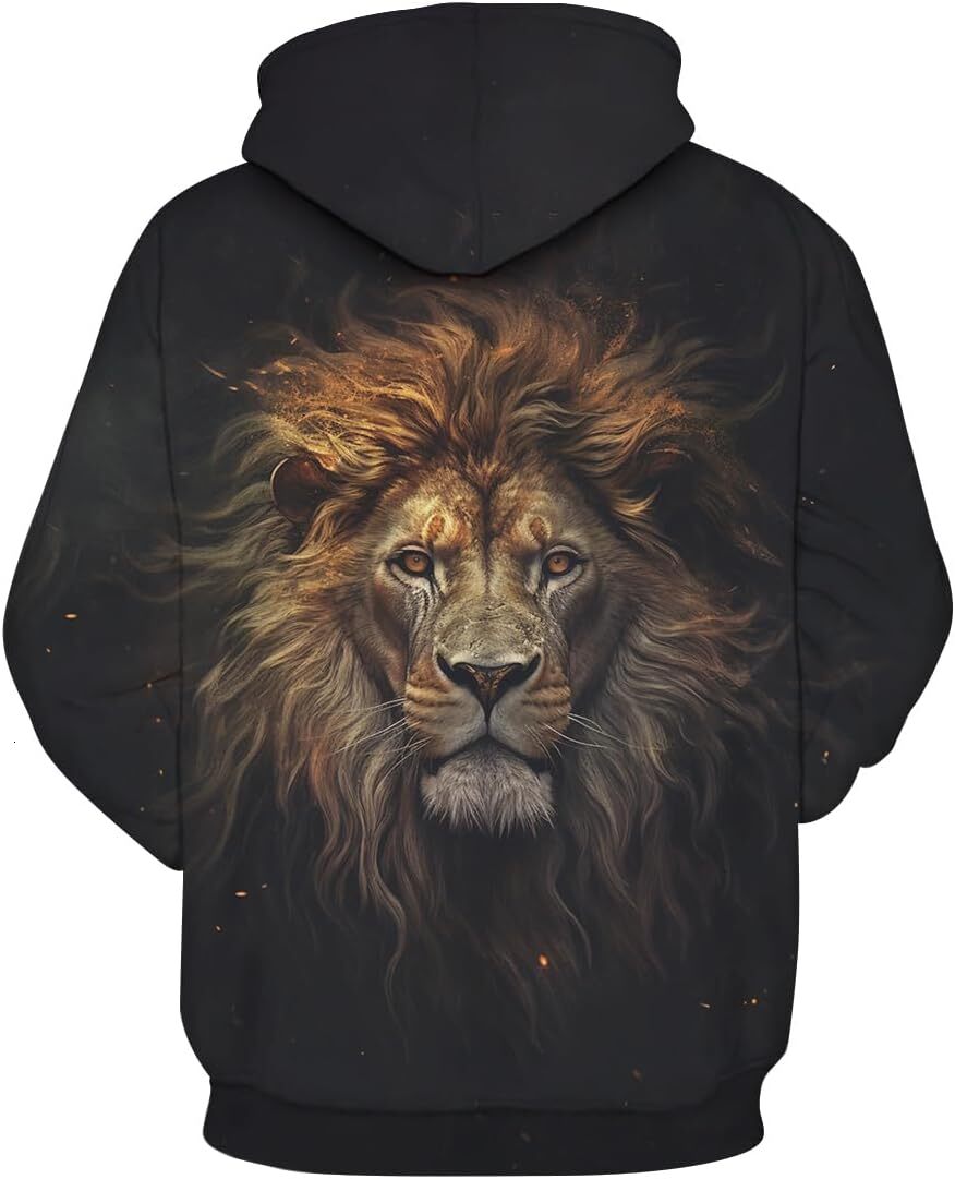 Hoodie for Mens Womens Retro Psychedelic Lion King Graphic Hoodies Animal Lion Roar Hooded Sweatshirts Pullover Graphic Hoodies sweatshirt