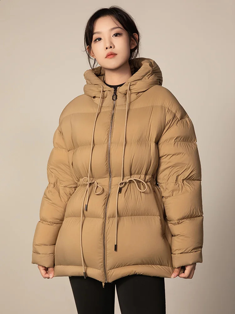 Winter Jacket Womens Ultra Thin Hoodie Warm Thick Long Puff Coat Womens Casual White Duck Down Jacket Parkas 240926