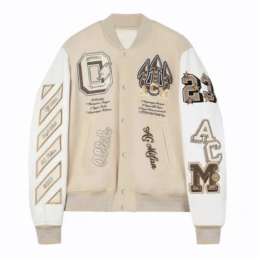 Hip hop letter embroidery patchwork leather suit Y2K jacket trend European and American mens bomber jacket 240918