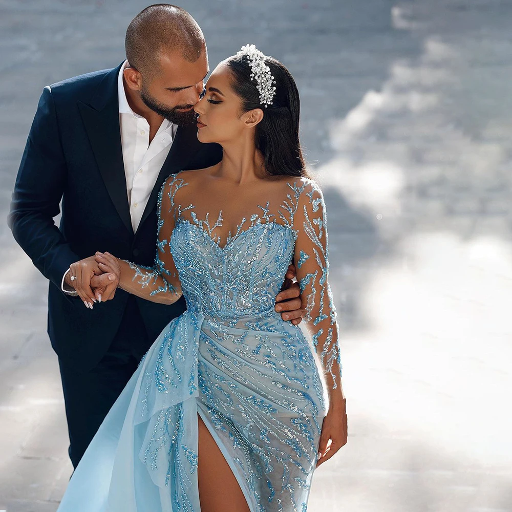 R&W 2024 Plus Size Red Prom Evening Dresses Formal For Women Mermaid Sheer Neck Beaded Appliqued Lace Birthday Dress Second Reception Gowns AM1641