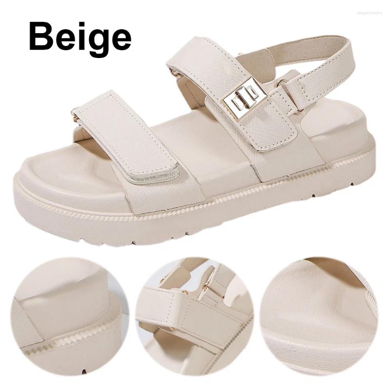 2025 S Fashion Designer Sandals Women Leather Open Toe Comfortable Thick Sole Adjustable Summer Beach For Outdoor Travel