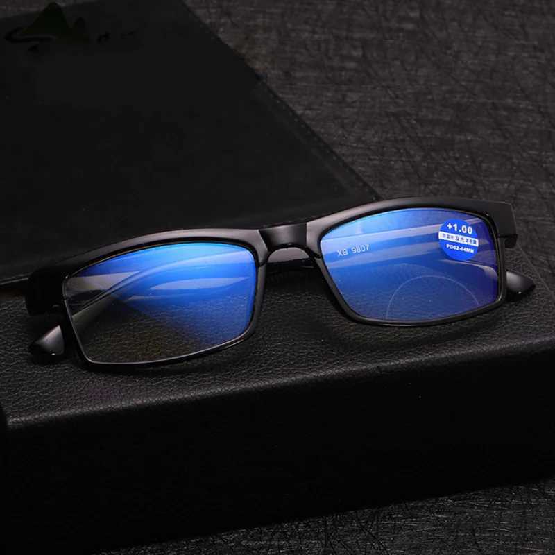 Fashion Square Reading Glasses Bifocal Far Near Anti Blue Light Magnification Eyewear Presbyopic Glasses Diopter +150 +200 +250XJ240907