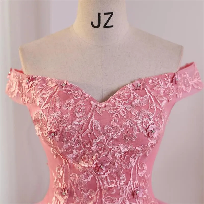 Gloria Pink Quinceanera Dresses Sweet Flower Party Dress Lace Ball Gown Real Po Prom Boho Vestidos