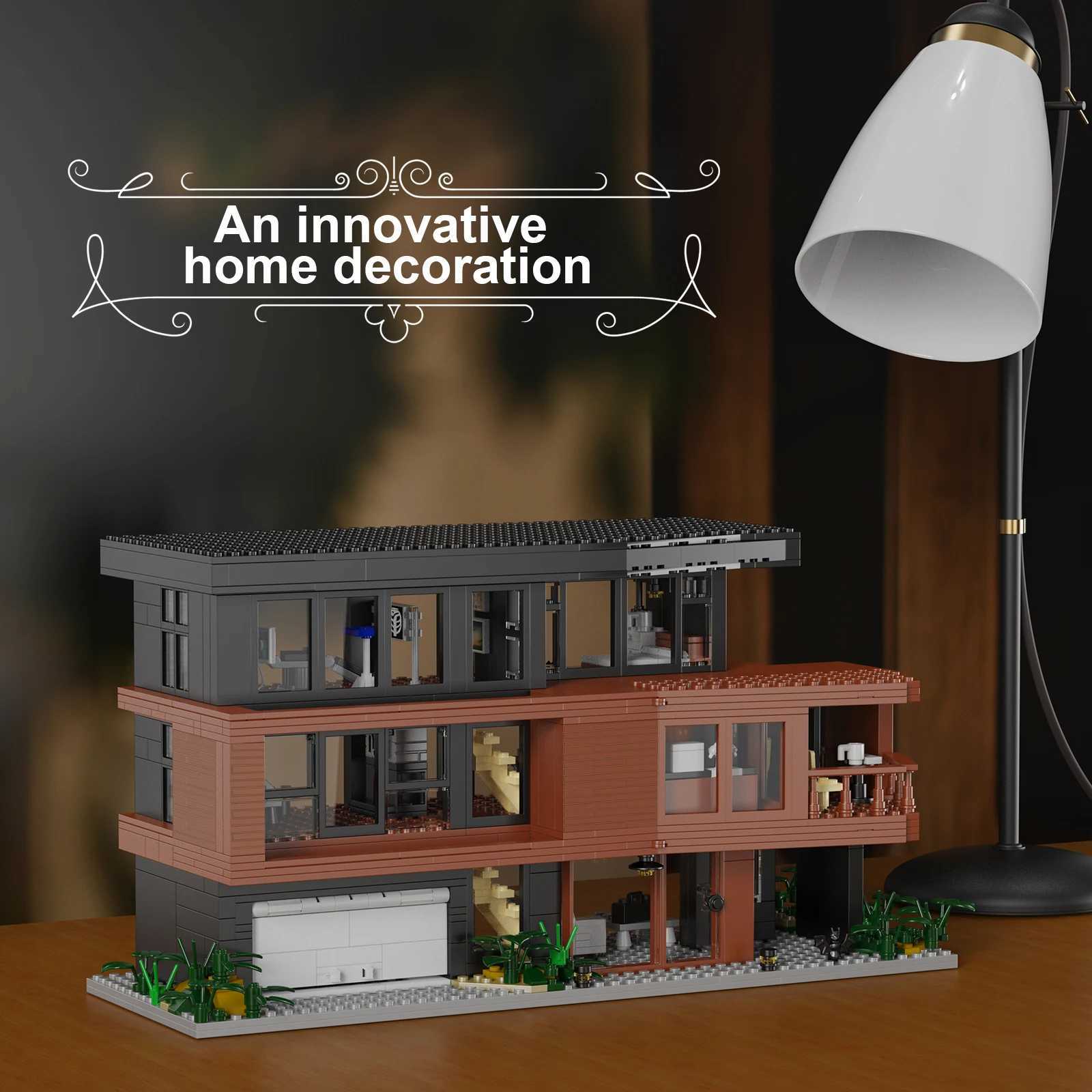 Creative DIY Wooden Block Puzzle Game Unique Design 'Moc' Twlight Home Scene Replica