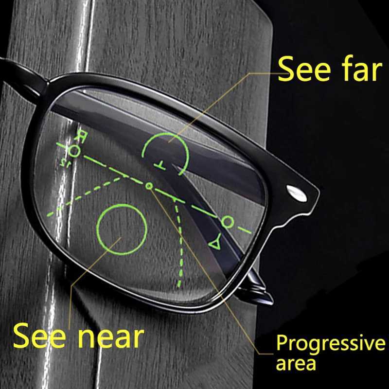 Retro Fashion Progressive Multifocal Reading Glasses Men Women Anti Blue Light Magnifying Presbyopic Glasses Big Full Frame +1.5XJ240907