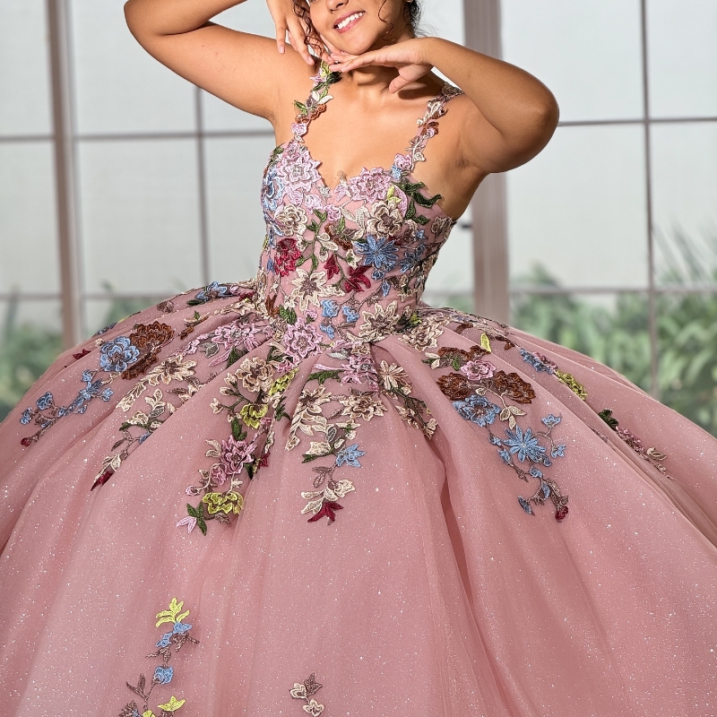 Pink Shiny Quinceanera Dresses Lace Appliques Tull Spaghetti Strap Ball Gown Party Birthday Sweet 16 Years Old Vestidos De 15 Anos