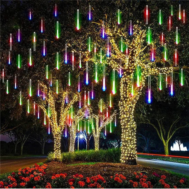 3050cm EUUS plug LED meteor shower light outdoor rain Christmas tree Halloween wedding porch patio decoration 240929