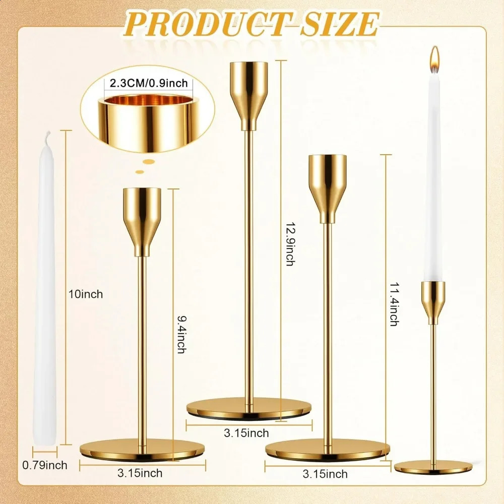 Candlestick Holders Bulk for Taper Metal Tall Candle Stick Stands Fit 079 in Thick CandleGold 24 Sets 240923