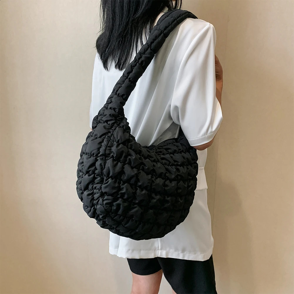 Bedding pleated cross body bag womens shoulder bag pleated cloud bubble bag homeless nylon handbag wallet large inflatable handbag 240929