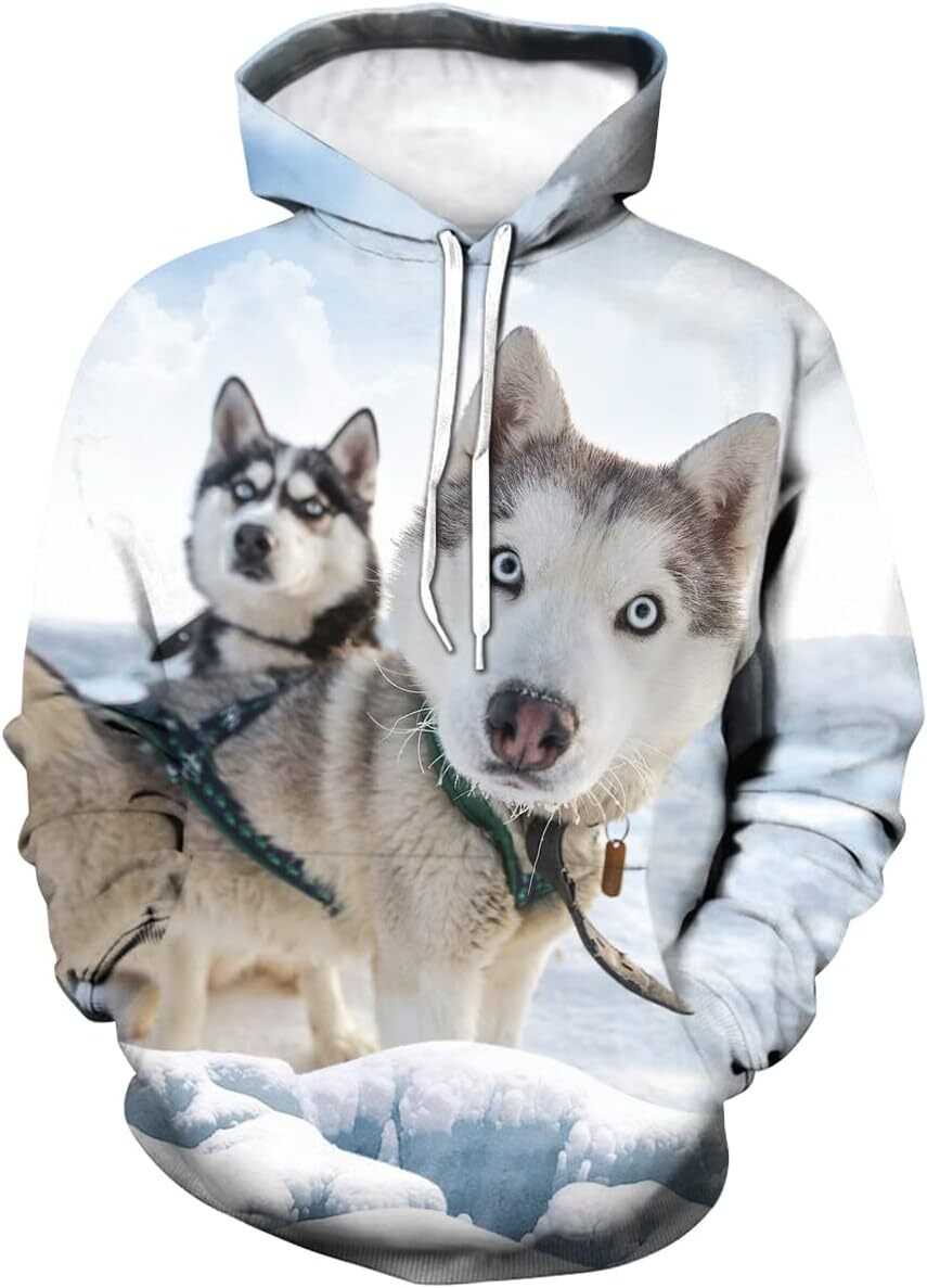 Hoodie for Mens Womens Novelty Siberian Husky Print Hoodie Animal Hoodies Sweatshirt for Men Women Graphic Hoodies sweatshirt cool